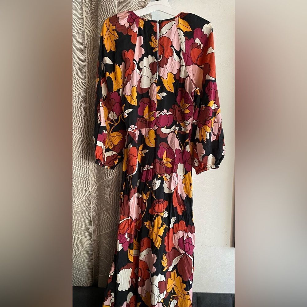Maeve Dress Women Maxi Floral Ruched Flare Anthropologie Deep V Party Core Sz 2 - Picture 5 of 16